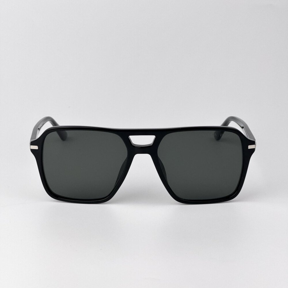 Prada PR20YS Sunglasses – Black Pilot Frame Green Polarized | Model 1AB03R